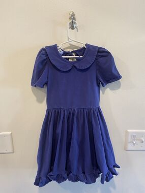 Girlhood Little Stocking Co. Girls Twirl Dress Peter Pan Collar Size 8 Navy Blue